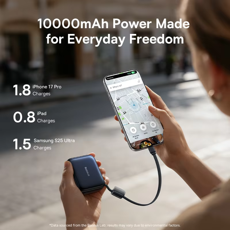 Baseus 45W Mini Power Bank 10000mAh with Built-in USB-C Cable view 2