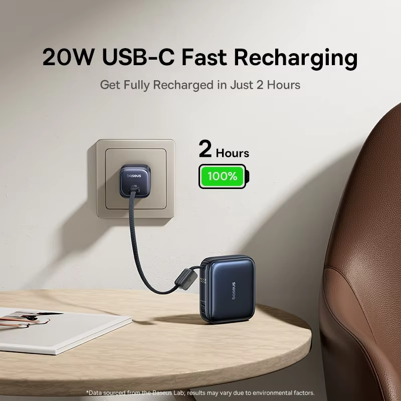 Baseus 45W Mini Power Bank 10000mAh with Built-in USB-C Cable view 4