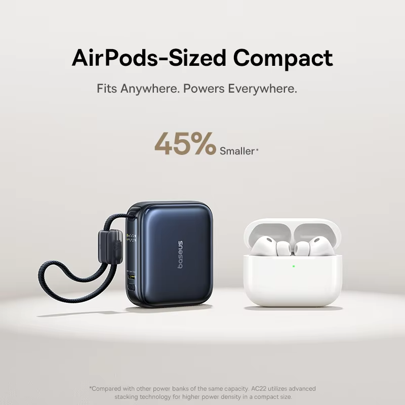 Baseus 45W Mini Power Bank 10000mAh with Built-in USB-C Cable view 5