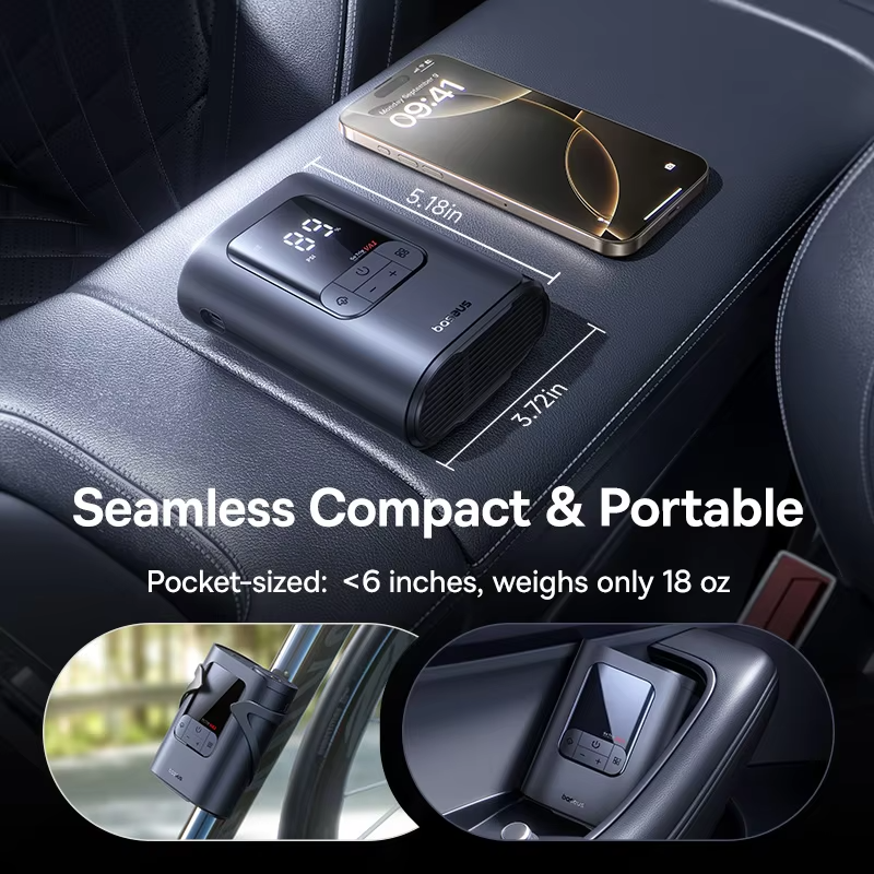Baseus GoTrip VA1 Pro/Max Air Pump — 7500mAh Cordless Tire Inflator for Car/Bike/Ball view 2
