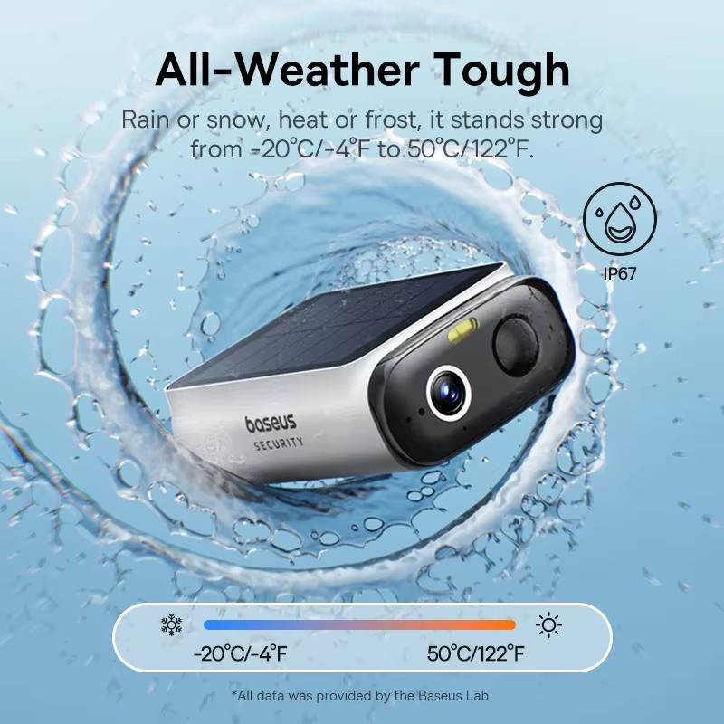 Baseus S1 Lite Solar Security Camera — Wireless Outdoor, 2K, 135° FOV, IP67 view 3