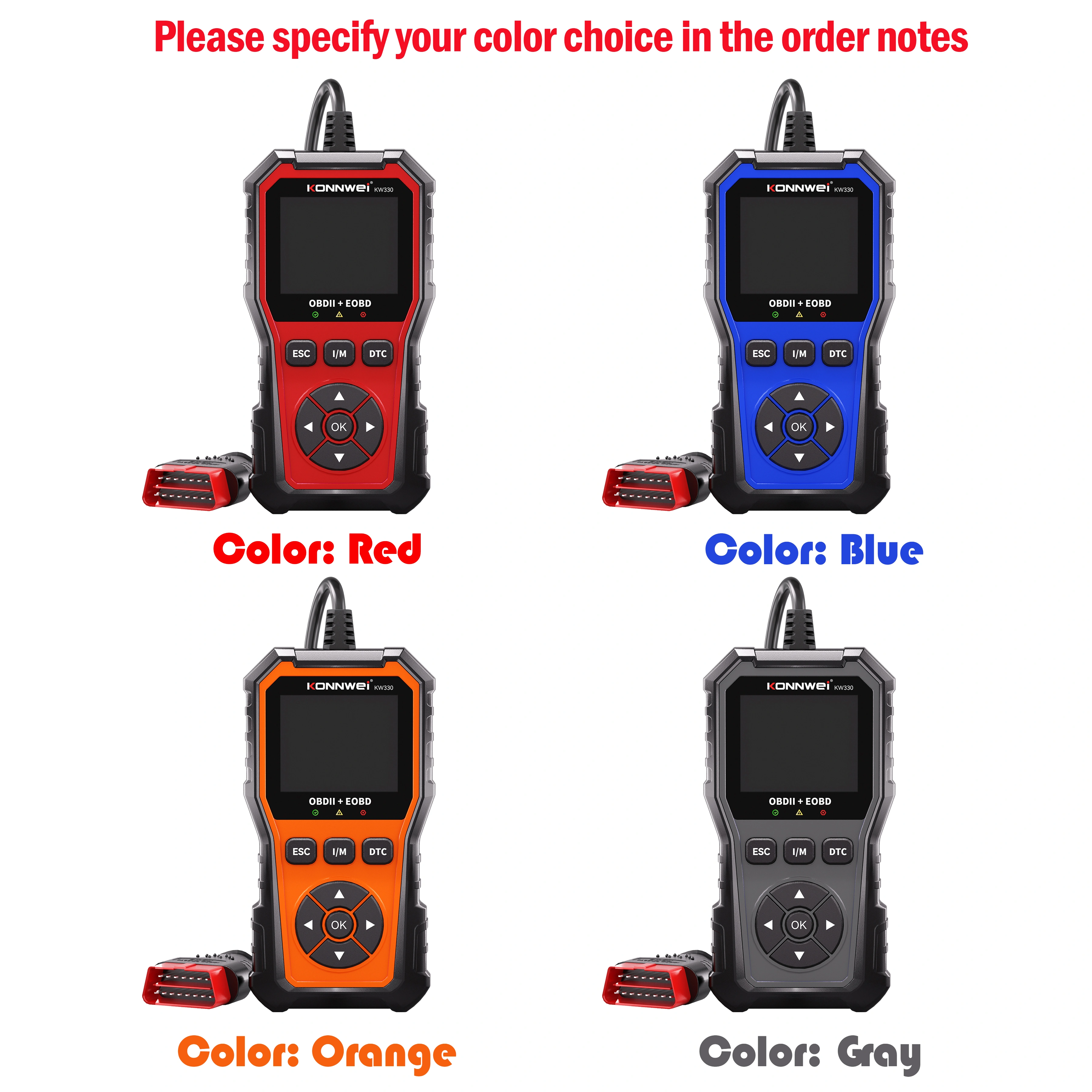 2026 KONNWEI KW330 OBD2 Scanner — Full Fault Diagnostics, Engine & Battery Test, Code Clear view 2