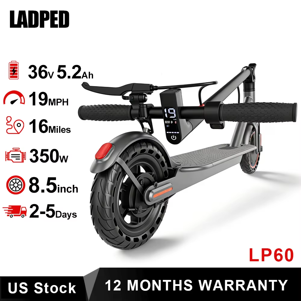 2026 LADPED LP60 Electric Scooter — 350W, 19mph, 16-Mile Range, Folding view 5