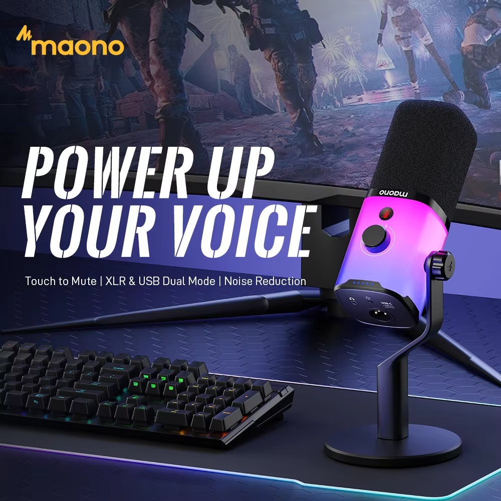 MAONO PD100X USB/XLR Dynamic Gaming Microphone — RGB, Noise Reduction, Headphone Jack view 4