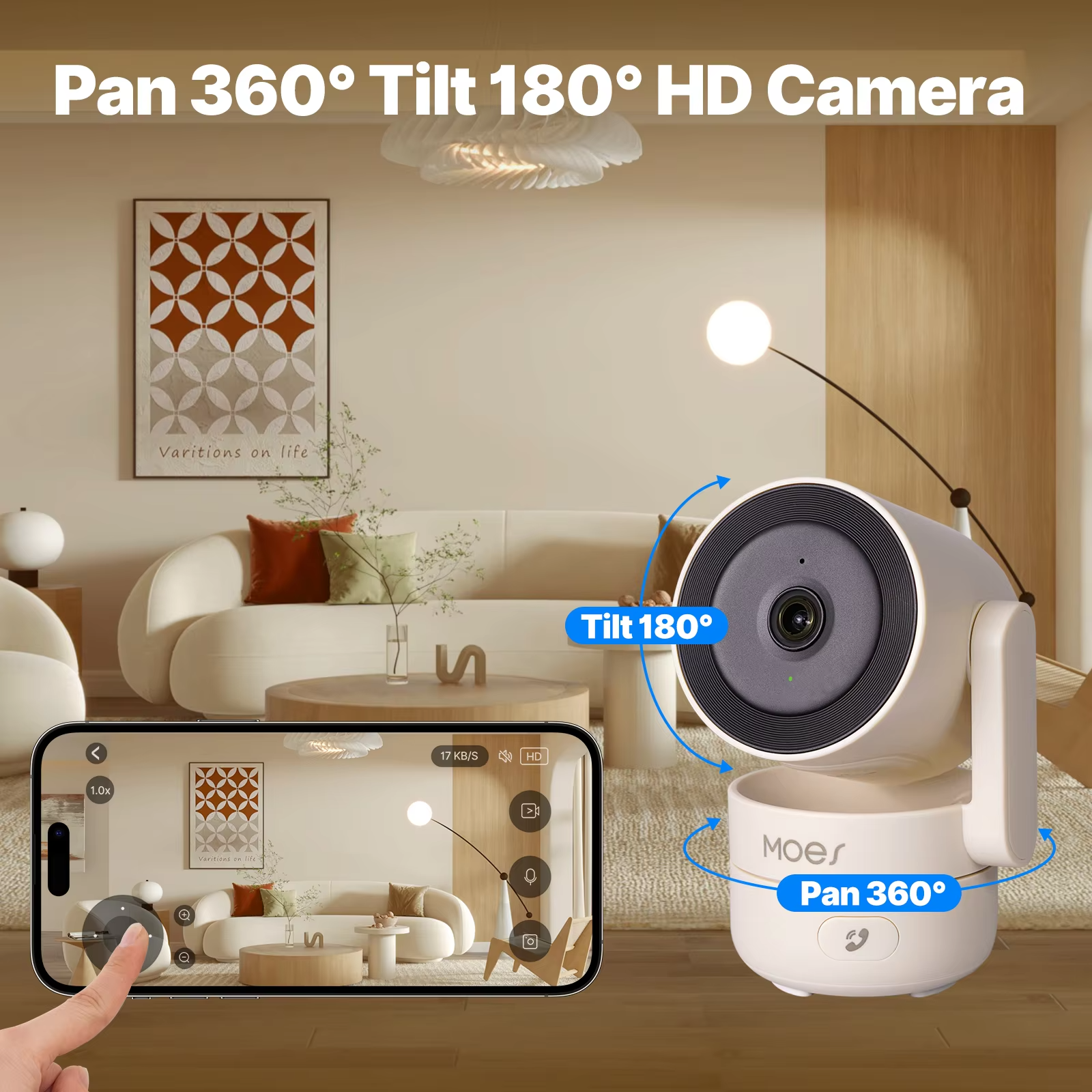MOESTuya WiFi Indoor Pan/Tilt Security Camera — 4MP HD, Night Vision, Motion & Sound Detection view 5