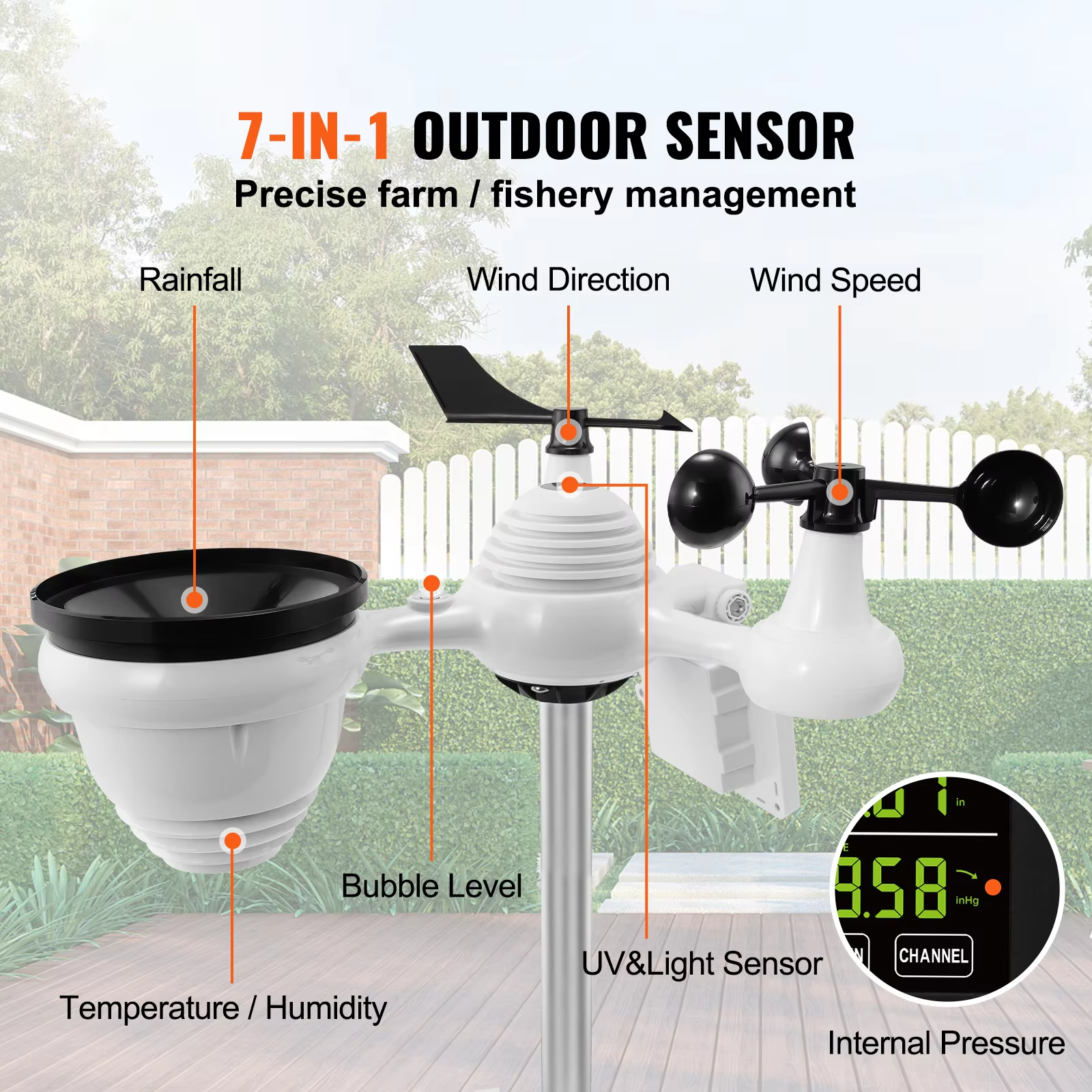 SucceBuy 7-in-1 Wi-Fi Weather Station — 7.5-inch Color Display + Solar Wireless Sensor view 5