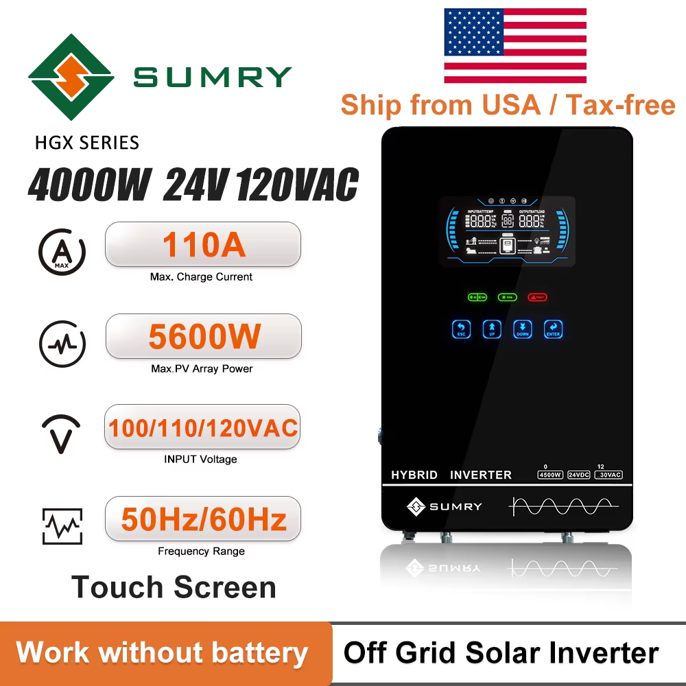 SUMRY 4KW/6KW Off-Grid Solar Inverter — 24V, 140A MPPT, 5600W Pure Sine Wave view 2