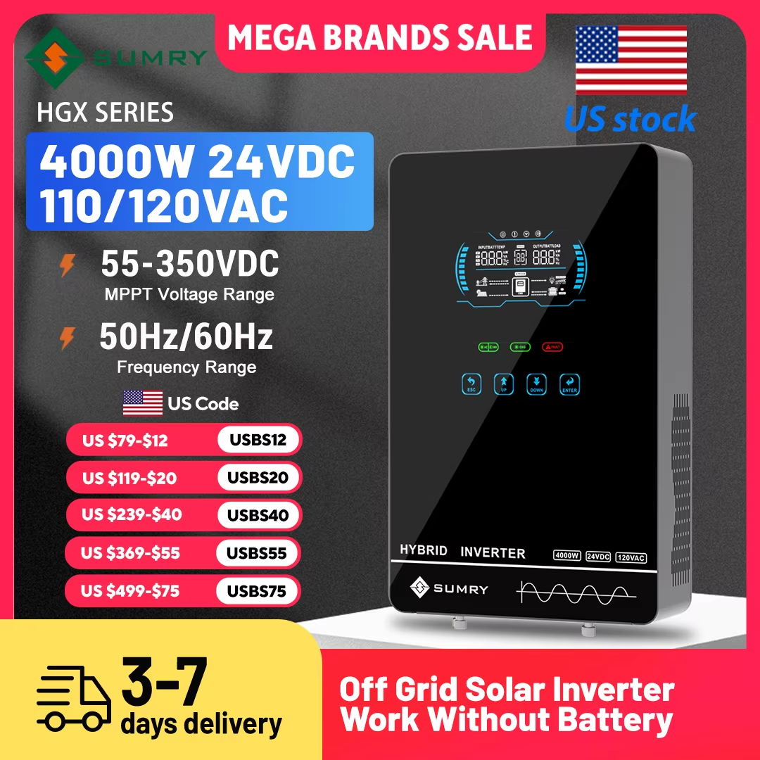 SUMRY 4KW/6KW Off-Grid Solar Inverter — 24V, 140A MPPT, 5600W Pure Sine Wave view 4