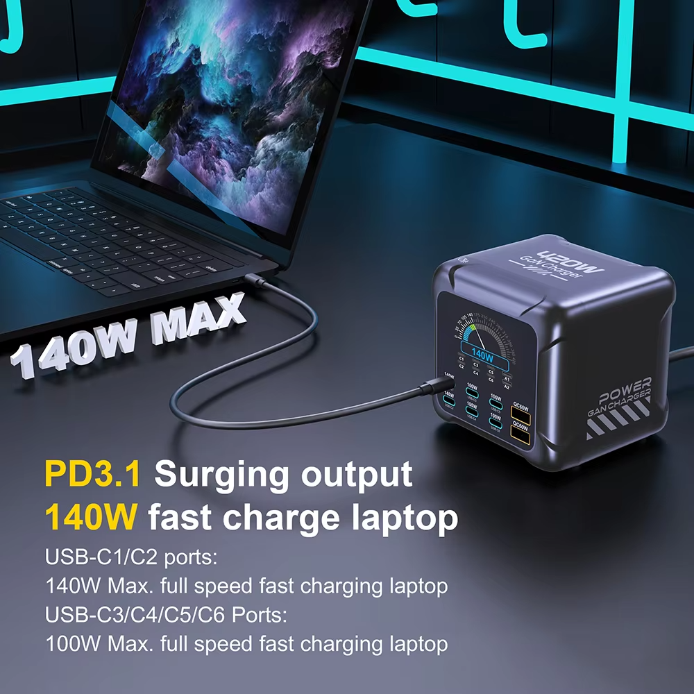 Ubigbuy 420W GaN Charger PPS PD3.1 140W USB-C Fast Charging Station view 2